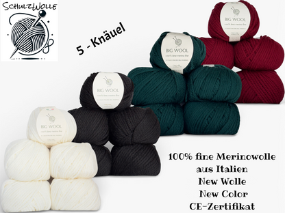 100% Merinowolle Italien – Extra Dick & Super Soft – 5 Knäuel Vorteilspack