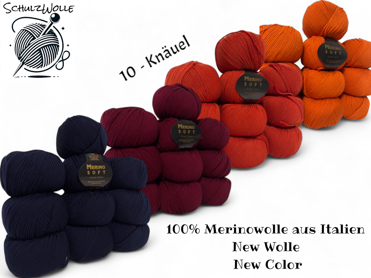 Merinowolle / Feine weiche 100% Merinowolle / Italien / Superwash / 10-Knäuel