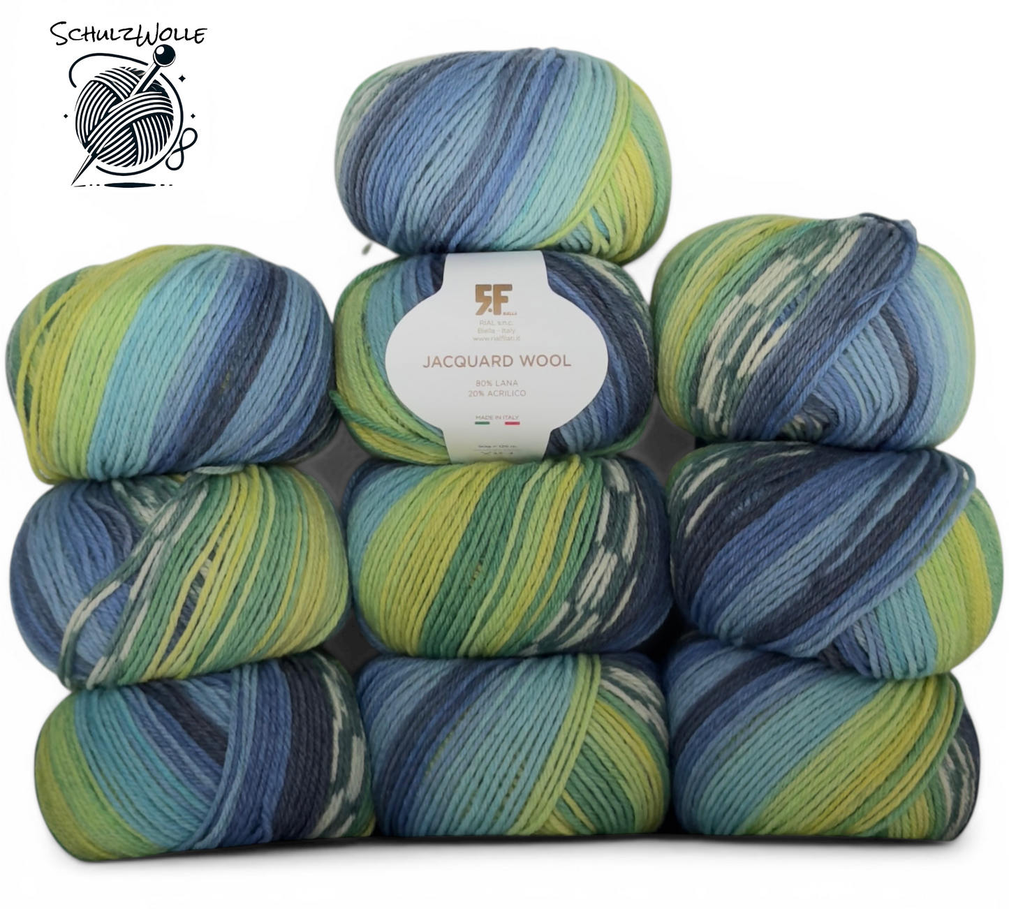 Schurwolle / 80% Schurwolle / 20% Acryl / Italien / 10-Knäuel