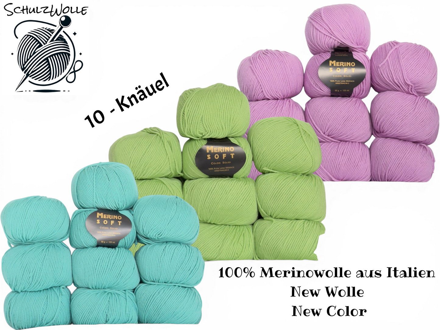 Merinowolle / Feine weiche 100% Merinowolle / Italien / 10-Knäuel