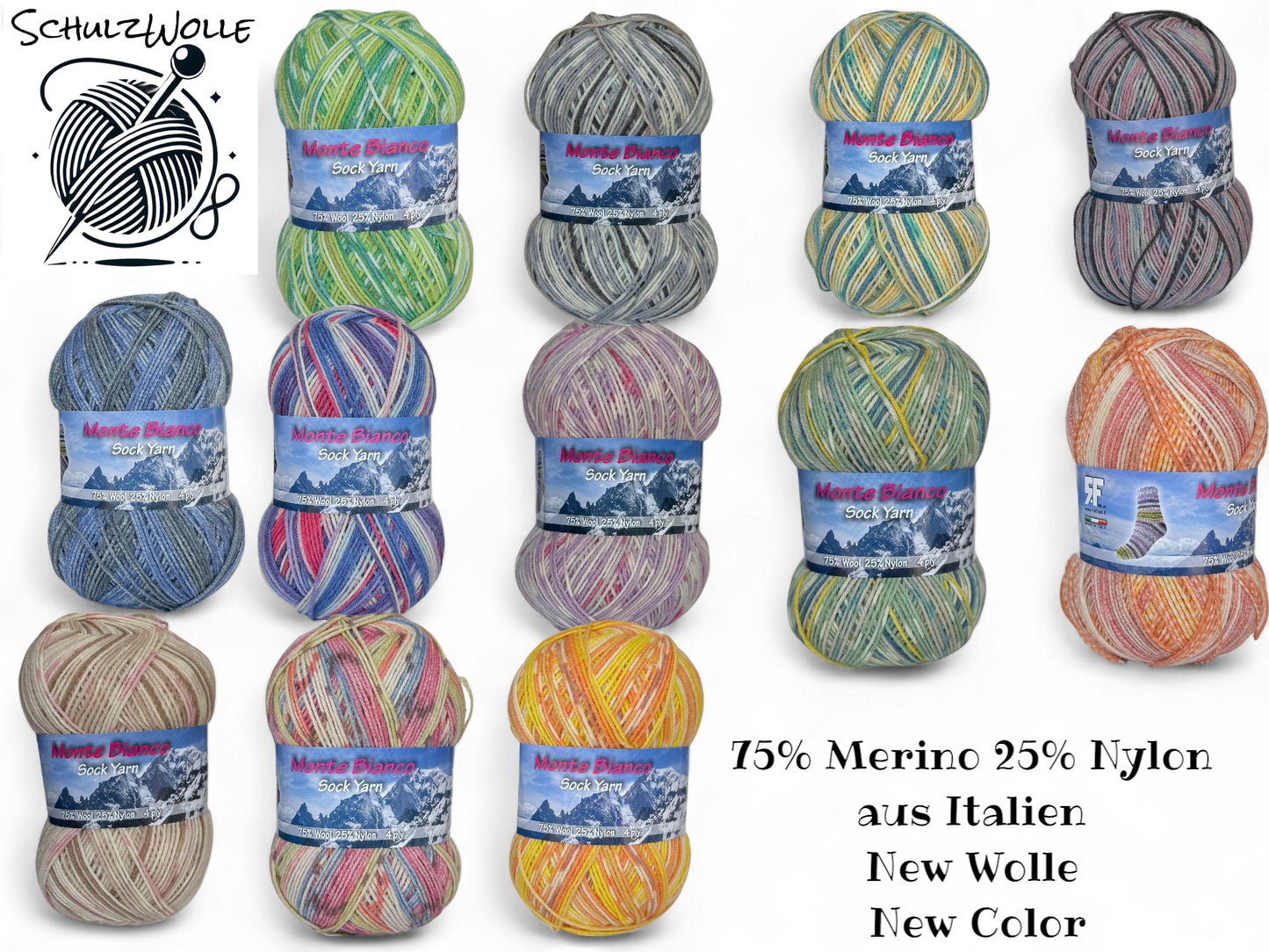 Sockenwolle 75% Merinowolle und 25% Nylon / Italien / Superwash